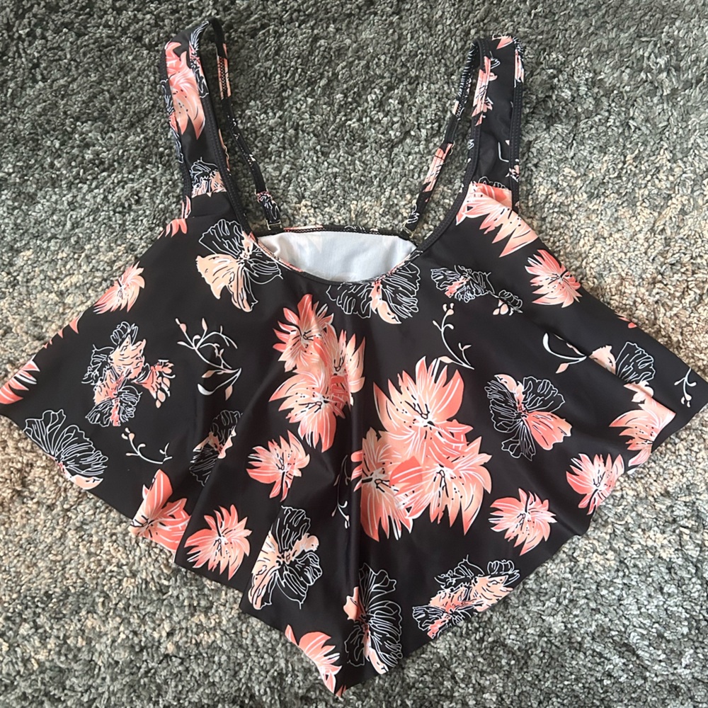 Floral Black and Pink Bikini